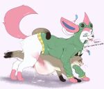 abdominal_bulge blush bodily_fluids brian_the_sylveon caracal caracal_(genus) clothing cum cum_inflation cum_inside cum_while_penetrated duo eeveelution ejaculation felid feline feral generation_6_pokemon genital_fluids hi_res hoodie inflation knot_hanging knotting legs_in_air male male/male mammal nintendo notsafecat penetration pokemon pokemon_(species) size_difference speech_bubble sylveon tail_wrapped_around topwear x-ray_view