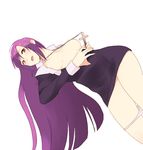  breasts cross kannagi koutarou_(farthest) long_hair medium_breasts no_bra nun open_clothes open_shirt panties panty_pull purple_hair shirt solo underwear white_panties zange 