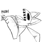 2024 ambiguous_anthro ambiguous_gender animate_inanimate anthro arms_bent big_eyes big_pupils delibas_(misoden) digital_drawing_(artwork) digital_media_(artwork) direction_lines emphatic_sound_effects felid feline fingers gaping_mouth greyscale head_back hi_res icon japanese_description living_clothing living_costume living_fursuit looking_up mammal misoden_(artist) monochrome monotone_background motion_lines noseless onomatopoeia open_mouth path_lines pointy_ears pressing_button prick_ears pupils pushbutton pushing_button pushing_sound_effect seam_(sewing) sharp_teeth simple_background sketch solo sound_effects teeth text tongue translation_request white_background wide_smile