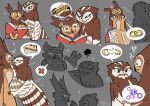 absurd_res against_surface against_wall anthro avian awkward beak bird brown_body bubowl duo embarrassed eurasian_eagle-owl flat_colors food food_censorship frustrated hand_between_legs hi_res horned_owl inviting male male/male narcissism owl refusing_sex requesting rozalid sandwich_(food) sex_request shocked strix_(genus) true_owl ural_owl urowlensis