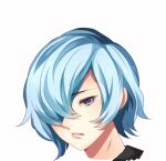  1girl bangs blue_eyes blue_hair commentary_request derivative_work face g4265059 hair_over_one_eye head kirishima_touka looking_at_viewer parted_lips short_hair simple_background solo teeth tokyo_ghoul tokyo_ghoul:re white_background 