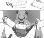  1boy 1girl artificial_vagina assault_rifle bangs bare_shoulders belt blunt_bangs closed_mouth desk facial_mark girls&#039;_frontline gloves green_eyes gun h&amp;k_hk416 hair_ornament hetero highres hk416_(girls&#039;_frontline) jewelry long_hair long_sleeves looking_at_viewer mod3_(girls&#039;_frontline) pants pov rifle ring sex_toy smile solo_focus spot_color trove under_table weapon 