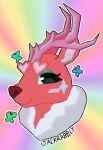 2025 animal_jam antlers arthropod blush butterfly cel_shading deer dimple eyelashes eyewear glasses glistening glistening_eyes happy headshot_portrait heart_symbol hi_res horn insect jackrabbit_(artist) lepidopteran mammal new_world_deer portrait prince_glamdeer_(p_n_g) rainbow_background reindeer shaded signature simple_background smile solo wildworks