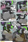 accident anthro bathroom being_watched black_body black_fur butt clothed clothing comic dialogue duo english_text excessive_feces fart feces feces_bulge fur hair hi_res hyper hyper_feces hyper_soiling looking_at_another male male/male mammal mephitid onomatopoeia partially_clothed purple_hair pushing recording recording_video skunk soiling sound_effects speech_bubble talking_to_another teasyrat text toilet underwear underwear_only