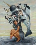 4:5 ambiguous_gender aquatic_gastropod arthropod avian beak bird black_hair blue_eyes brown_body brown_skin butterfly camilla_d&#039;errico cetacean cloud cloudy_sky dolphin equid equine female feral fish fur gastropod group hair hi_res horn human insect lepidopteran lips long_hair mammal marine mollusk monodontid narwhal nude primate sea_slug sky slug striped_body stripes surrealism toothed_whale zebra