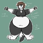 anthro belly big_belly bloated bottom_heavy corruption deep_navel embarrassed english_text eyes_closed fat_arms fat_rolls feederism freckled_face freckles gulonine hair huge_belly huge_moobs huge_thighs male mammal marten morbidly_obese morbidly_obese_male mustelid musteline navel obese obese_male overweight overweight_male pine_marten ryan_(sketchygenet) sketchygenet solo squiggle_mouth stuffing tail text thick_thighs weight_gain wide_hips