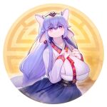  1girl animal_ears aruri_(whooo-ya) blue_hair breasts commentary_request furry furry_female highres korean_commentary large_breasts looking_at_viewer original purple_eyes solo tail whooo-ya 