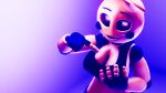 3d_(artwork) animatronic anthro atherenders avian beakless big_breasts bird black_clothing black_shirt black_topwear breast_grab breasts chicken cleavage clothed clothing digital_media_(artwork) female fingerless_gloves five_nights_at_freddy&#039;s five_nights_at_freddy&#039;s_2 galliform gallus_(genus) gesture gloves glowing glowing_eyes hand_gesture hand_on_breast handwear hi_res high-angle_view looking_at_viewer looking_up looking_up_at_viewer lovetaste_chica machine phasianid pointing purple_eyes robot robot_anthro scottgames shirt smile smiling_at_viewer solo topwear toy_chica_(fnaf)