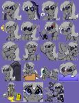  ambiguous_gender angry annoyed bared_teeth blue_eyes blush bodily_fluids crying equid equine feral fur glistening glistening_eyes grey_body grey_fur grey_hair hair happy hasbro hi_res horse killthe_demon long_hair mammal mischievous_smile mouth_closed multiple_images my_little_pony open_mouth open_smile pony purple_background shocked simple_background slight_smile smile solo tears 