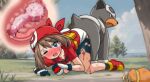  1girl all_fours animal_penis ass-to-ass_penetration bandana bestiality bike_shorts blood blue_eyes blush brown_hair bruise censored clothed_sex cross-section defeat dog_penis english_commentary gloves hippo_power houndour injury knotted_penis may_(pokemon) mosaic_censoring on_ground one_eye_closed open_mouth outdoors penis poke_ball pokemon pokemon_rse pokephilia rape red_bandana red_shirt red_shoes scratches shirt shoes short_sleeves shorts skirt tears torchic torn_clothes torn_shorts vaginal white_skirt 