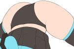  1girl abmayo ass ass_focus black_legwear black_panties black_skirt close-up clothes_lift commentary hatsune_miku jack-o&#039;_challenge panties pleated_skirt simple_background skindentation skirt skirt_lift solo symbol-only_commentary thighhighs underwear vocaloid white_background 