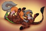2020 69_position animal_genitalia balls black_nose bodily_fluids brown_body brown_eyes canid canine canine_genitalia claws cum cum_in_mouth cum_inside cum_on_penis drinking drinking_cum duo dusk_lycanroc ejaculation erection felid fellatio feral feral_on_feral feral_penetrated feral_penetrating feral_penetrating_feral fudge_(tog) fur generation_7_pokemon genital_fluids genitals green_eyes hooves hybrid interspecies knot lycanroc lying male male/male mammal messy multicolored_body multicolored_fur nintendo on_back oral oral_penetration orange_body orange_fur pantherine penetration penile penis pokemon pokemon_(species) sex simple_background spread_legs spreading sucking suine tail tiger tuoko zetsin