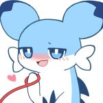 1:1 alpha_channel ambiguous_gender back_spikes bedroom_eyes blue_body blue_fur blue_markings blue_spikes blush cheek_tuft chillet countershade_torso countershading dipstick_ears ear_markings facial_tuft flong fur heart_symbol holding_leash holding_object leash mammal markings multicolored_ears mustelid narrowed_eyes open_mouth pal_(species) palworld pocketpair seductive solo spikes spikes_(anatomy) sticker_pack tuft white_body white_fur