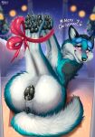 4_toes amber_eyes animal_genitalia animal_pussy anus arms_tied ass_up blush blush_lines bodily_fluids bound bow_ribbon bow_tie brown_body butt canid canine canine_genitalia canine_pussy canis cheek_tuft christmas claws cookie cum cum_drip cum_on_penis dewclaw digitigrade dipstick_tail dripping ejaculation erection eyebrows eyewear facial_tuft feet female feral finger_claws fluffy fluffy_chest fluffy_ears fluffy_tail food fox fur genital_fluids genitals glasses green_body grey_pawpads hi_res holidays hybrid leg_markings legs_tied male mammal markings mohitopaw neck_tuft pawpads paws penis pinup pose presenting presenting_hindquarters pussy raised_hips raised_paw snout solo tail tail_anus tail_markings toe_claws toes tuft wearing_glasses whiskers white_body white_fur wide_hips wolf