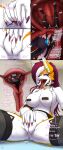 5_panel_comic absurd_res ada_(allsonwa) allsonwa anthro anus breasts canid canine claws clothing comic dialogue dipodid duo english_text female finger_claws fox genitals hi_res jerboa legwear male male/female mammal nails open_mouth pussy rodent sharp_teeth speech_bubble spread_legs spreading teeth text thigh_highs tongue unbirthing unwilling_prey uterus vaginal vore