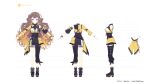  1girl anya_melfissa blonde_hair blush brown_hair hair_ornament highres hololive hololive_idol_uniform_(color_rise) hololive_indonesia long_hair looking_at_viewer multicolored_hair official_alternate_costume official_art purple_eyes reference_sheet streaked_hair virtual_youtuber 