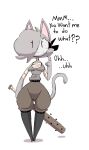 2025 4_fingers aliasing anthro asking asking_viewer asking_what bat_(object) boots breasts clothed clothed_anthro clothed_female clothing colored dialogue digital_media_(artwork) domestic_cat ellipsis english_description english_text eye_through_hair feet felid feline felis female female_anthro fingers footwear fur gata_preobrazhenskaya gata_the_future_russian_kitty grey_body grey_fur hair hair_over_eye holding_baseball_bat holding_melee_weapon holding_object holding_weapon interjection legwear maddeku mammal mask melee_weapon nailed_bat pointy_ears prick_ears russian_blue shaded shoes small_feet solo talking_with_viewer text thick_thighs thigh_boots thigh_highs translucent translucent_hair vowelless vowelless_vocalization weapon wearing_mask wide_hipped_anthro wide_hipped_female