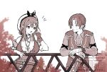  1boy 1girl atelier_(series) atelier_ryza beret braid breasts fang gloves hair_ornament hairpin hat jewelry kaninoko large_breasts looking_at_another pendant reisalin_stout single_glove 