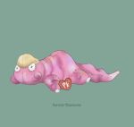  artist_name beanie_babies english_commentary highres lying no_humans on_back pokemon simple_background slowpoke stuffed_animal stuffed_toy teresa-tsareena 