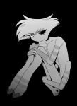 4_arms absurd_res angel_dust anthro arachnid arthropod black_background choker choker_only demon enaic31 hazbin_hotel hi_res jewelry male monochrome multi_arm multi_limb necklace necklace_only nude simple_background solo spider