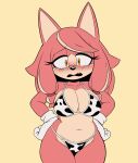 animal_ears animal_nose animal_print animal_print_bikini anthro big_breasts bikini blush body_fur breasts cleavage clothed clothing conductor&#039;s_wife_(sonic) cow_print cow_print_bikini cow_print_swimsuit female final_fantasy final_fantasy_xiii fur genyacero gloves hair hands_on_hips hands_on_own_hips handwear hi_res highlights_(coloring) long_hair looking_at_viewer mammal multicolored_hair navel oerba_yun_fang open_mouth orange_eyes pattern_bikini pattern_clothing pattern_swimwear print_bikini print_clothing print_swimsuit print_swimwear red_hair sega solo sonic_the_hedgehog_(series) square_enix standing swimwear tail the_murder_of_sonic_the_hedgehog thick_thighs two-piece_swimsuit two_tone_hair white_clothing white_gloves white_handwear wide_hips