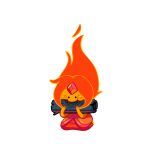 3_fingers adventure_time ambiguous_gender blush cartoon_network chibi clothing discount-supervillain dot_eyes dress eating eating_wood elemental_creature elemental_humanoid fingers fire fire_creature fire_humanoid flame_princess flaming_hair forehead_gem gem humanoid kneeling log orange_body orange_skin pseudo_hair simple_eyes solo toony wood