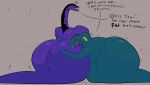 angry animal_humanoid anthro apode bellyboi13 bent_over big_butt blush butt butt_rubbing cobra digital_drawing_(artwork) digital_media_(artwork) draconcopode duo fangs hi_res hug huge_butt huge_thighs humanoid hyper hyper_butt legless long_neck male male/male naga purple_body python pythor_(ninjago) reptile scalie scalie_humanoid seductive serpentine simple_background skales_(ninjago) snake taunting teal_body teeth text thick_thighs