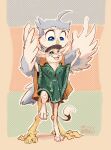 animancer avian bird blue_eyes clothing dipodid feathers fur green_eyes hi_res jerboa luck_(animancer) mammal owl poncho rodent white_body white_fur zacnate