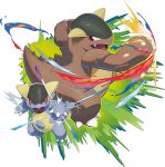  animal_focus aura fang highres kangaskhan mega_kangaskhan mega_pokemon mother_and_child official_art pokemon pokemon_(creature) punching red_eyes simple_background transparent_background 