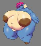 2024 belly big_belly big_breasts big_nipples blue breasts brewheardt elephant elephantid hair hi_res mammal nipples overweight pink_hair proboscidean zumi