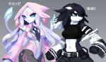 16:9 2025 animal_humanoid anthro black_body black_hair blue_eyes breasts cephalopod cephalopod_humanoid cetacean cetacean_humanoid clothed clothing coleoid colwoof28 decapodiform digital_media_(artwork) dolphin duo female female/female hair humanoid korean_text mammal marine marine_humanoid mollusk mollusk_humanoid multicolored_body navel oceanic_dolphin orca orca_humanoid pixel_(artwork) prehistoric_species purple_body purple_hair simple_background squid squid_humanoid text toothed_whale translation_check translation_request white_body widescreen