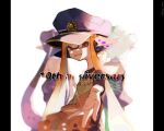  2025 3girls agent_3_(splatoon) anniversary behind-the-head_headphones black_dress black_hair blue_hat blurry blurry_background bow-shaped_hair callie_(splatoon) captain_3_(splatoon) collar colored_tongue dated detached_collar dress grey_shirt hat headphones highres inkling long_hair looking_at_viewer marie_(splatoon) multicolored_hair multiple_girls offering_hand ohagi_ohoho open_mouth orange_hair patchwork_clothes peaked_cap pillarboxed pink_hair pointy_ears reaching reaching_towards_viewer red_eyes shirt short_hair smile solo_focus splatoon_(series) splatoon_3 strapless strapless_dress tentacle_hair very_long_hair white_background white_collar white_hair yellow_tongue 