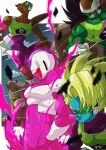  4boys armor aura black_hair blonde_hair blue_skin bodysuit colored_skin cooler_(dragon_ball) doore dragon_ball dragon_ball_z green_armor green_hair green_skin group_picture highres long_hair male_focus multiple_boys neiz no_eyebrows purple_bodysuit purple_skin saiyan_armor salza scouter stktik09060906 