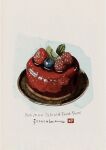  artist_name blueberry cake commentary english_text food food_focus food_name fruit highres kiwi_(fruit) kiwi_slice no_humans original painterly pistol_handmade_(artist) plate simple_background still_life strawberry sweets traditional_media 