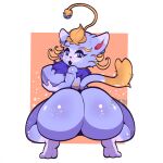 animal_humanoid antennae_(anatomy) anthro big_breasts big_butt blue_eyes breasts butt cat_ears_(disambiguation) cat_tail crouching felid felid_humanoid feline feline_humanoid female female_focus fur furry furry_ears furry_only furry_tail hi_res huge_breasts huge_butt humanoid league_of_legends mammal mammal_humanoid mane markings purple_body purple_fur riot_games solo someonelikedawn tail tencent thick_thighs yuumi_(lol)