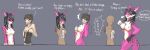 2011 3:1 animate_inanimate anthro ayase_(ayasebunny) biped black_hair black_markings breasts brown_hair colored compression_tools countershade_face countershade_fur countershade_neck countershade_torso countershading dialogue duo english_text female female_anthro fur gender_transformation gloves_(marking) hair horn human human_to_anthro licking licking_lips licking_own_lips living_clothing male male_human mammal markings mostly_nude mtf_transformation mxl nipples nude pink_body pink_fur purple_body purple_eyes purple_fur simple_background species_transformation standing surprise tail text thought_bubble tongue tongue_out transformation trapped white_body white_fur