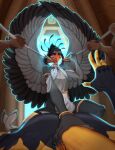 accipitriform amon_(naturalplaid) ancient angry anthro avian avian_feet beak bird blood blue_eyes bodily_fluids brown_body brown_fur claws clothed clothing collar crying detailed_background digital_media_(artwork) duo egyptian feathers feels fur gold_(metal) gold_jewelry hair hi_res jewelry light male male/male markings melee_weapon natural_plaid noah_(naturalplaid) open_mouth polearm reptile scale_markings scales scalie secretary_bird security serpentine shaded slave snake soft_shading spear tail tears weapon wings wound_on_neck wounded yellow_eyes