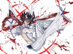  1girl blood high_heels highres jiangk728 junketsu kill_la_kill matoi_ryuuko multicolored_hair scissor_blade_(kill_la_kill) smile solo teeth 