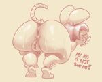 2025 anthro anus ass_up bent_legs bent_over big_butt bodily_fluids buckteeth butt dialogue digital_drawing_(artwork) digital_media_(artwork) english_text eyewear eyewear_only female female_anthro full-length_portrait genital_fluids genitals glasses glasses_only hair holding_both_legs in_denial mammal mouse murid murine nude onihidden portrait presenting presenting_hindquarters raised_tail rear_view red_(vono) restricted_palette rodent shaded solo spiral spiral_eyes sweat sweaty_butt tail teeth text vaginal_fluids vulva wearing_glasses