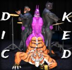 3d_(artwork) animal_genitalia animal_penis anthro ape ass_up aviator_glasses beard bodily_fluids butt camelid cum cum_in_ass cum_inside digital_media_(artwork) domestic_cat epic_games equine_genitalia equine_penis eyewear facial_hair felid feline felis fortnite genital_fluids genitals gesture glasses group hand_gesture haplorhine j.b._chimpanski llama lt._john_llama male male/male mammal meowscles_(shadow) muscular muscular_male nude oscar_(fortnite) pantherine penis primate sky_chaser source_filmmaker_(artwork) text tiger