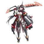  1girl absurdres black_coat black_hair boots breasts coat colored_inner_hair full_body headgear highres holding holding_sword holding_weapon huge_weapon large_breasts leotard long_hair looking_at_viewer mechanical_arms multicolored_coat multicolored_hair open_clothes open_coat open_mouth original over_shoulder pantyhose red_eyes red_hair robot_girl sharp_teeth single_leg_pantyhose smile solo standing streaked_hair sword sword_over_shoulder tachi-e teeth transparent_background two-sided_coat two-sided_fabric two-tone_hair upper_teeth_only very_long_hair weapon weapon_over_shoulder white_hair zzq 