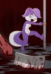 3_toes absurd_res ailurid animal_butchery_diagram anthro blood blood_on_hand bodily_fluids bound butt butt_from_the_front cleaver duo e254e feet female fifi_la_fume fluffy fluffy_tail fur genitals helpless hi_res horror_(theme) imminent_death imminent_vore lin_(e254e) mammal mephitid navel nipples nude pink_nose plantigrade pole purple_body purple_fur red_panda ryona scared screaming skunk struggling tail tears tiny_toon_adventures toes vulva warner_brothers