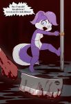 3_toes absurd_res ailurid animal_butchery_diagram anthro begging_for_mercy blood blood_on_hand bodily_fluids bound butt butt_from_the_front cleaver dialogue duo e254e feet female fifi_la_fume fluffy fluffy_tail french_text fur genitals helpless hi_res horror_(theme) imminent_death imminent_vore lin_(e254e) mammal mephitid navel nipples nude pink_nose plantigrade pole purple_body purple_fur red_panda ryona scared screaming skunk struggling tail tears text tiny_toon_adventures toes translation_check translation_request vulva warner_brothers