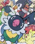  3woomy3 archen artist_name beak bird chatot everyone fletchling highres looking_at_viewer no_humans oricorio oricorio_(baile) oricorio_(pom-pom) pidgey pokemon pokemon_(creature) rookidee signature squawkabilly squawkabilly_(green) starly trumbeak 