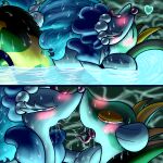 1:1 2025 2_panel_comic 3_fingers 4chan_anon abstract_background accessory after_kiss aliasing ambiguous/ambiguous ambiguous_feral ambiguous_gender apode asterozoan beads blue_eyes blue_hair bodily_fluids comic deep_kiss digital_media_(artwork) duo echinoderm eye_contact eyebrows eyelashes eyes_closed fangs feral feral_on_feral fin fingers forked_tongue french_kissing generation_5_pokemon generation_7_pokemon glistening glistening_eyes green_body green_skin hair hair_accessory hair_beads half-closed_eyes heart_symbol hi_res holding_partner hug hugging_another hugging_partner kissing legless looking_at_another looking_at_partner marine markings multicolored_eyes narrowed_eyes nintendo nose_to_nose open_mouth orange_eyes partially_submerged pink_eyes pink_nose pink_tongue pokemon pokemon_(species) primarina pupils saliva saliva_string serpentine serperior shaded snout starfish starfish_(accessory) teeth tongue tongue_out two_tone_eyes unknown_artist water wet white_body white_sclera white_skin yellow_markings