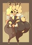 2023 5_fingers ambiguous_gender antennae_(anatomy) anthro anthrofied arm_tuft arthropod arthropod_abdomen artist_name balls bedroom_eyes bee big_butt black_body black_sclera blonde_hair blush border breasts brown_border butt colored curvy_figure digital_drawing_(artwork) digital_media_(artwork) dozighost duo english_text eyeliner featureless_breasts feet fingers frown fur genitals glistening glistening_body glistening_butt glistening_legs glistening_skin glistening_thighs hair half-closed_eyes hand_on_another&#039;s_butt hand_on_butt honey_bee huge_butt hymenopteran insect looking_back makeup male male/ambiguous multicolored_body narrowed_eyes neck_tuft nervous nude open_mouth open_smile outline pear-shaped_figure pose seductive shaded signature simple_background smile smug stinger text thick_thighs tuft two_tone_body voluptuous watermark white_eyes white_outline wide_hips wings wrist_tuft yellow_balls yellow_body