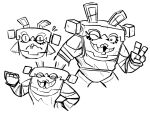 2023 4:3 4_fingers altermentality anthro arms_bent bedrock_(mario_plus_rabbids) black_eyes bracelet clothed clothed_anthro clothed_female clothing digital_drawing_(artwork) digital_media_(artwork) english_description eyelashes eyes_closed female fingers fist frowning_at_viewer gesture hand_gesture hand_on_hip hand_on_own_hip jewelry lagomorph leotard lips long_ears looking_at_viewer mammal mario_plus_rabbids_sparks_of_hope monochrome multiple_scenes muscular muscular_anthro muscular_female noseless notched_ear pigtails rabbid raving_rabbids rayman_(series) shaded simple_background solo standing teeth tooth_gap toothy_smile ubisoft v_sign white_background worried_look