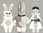 2023 anthro arm_scar arms_bent bandage bandaged_arm bandaged_leg belt belt_buckle black_collar black_eyelids black_eyes buckle button_(fastener) chrome_(jami_purple) closed_frown clothed clothed_female clothing collar collar_(critterzone13) colored digital_drawing_(artwork) digital_media_(artwork) ear_tuft english_description eye_scar eyelashes eyewear eyewear_on_head facial_scar fan_character featureless_crotch featureless_legs female female_anthro front_view frown frowning_at_viewer fur furrowed_brow goggles goggles_on_head grey_background grey_belt grey_body grey_fur grey_inner_ear grey_skin group hair half-closed_eyes hands_behind_back hi_res lady_beaute lagomorph larger_anthro larger_female larger_male long_ears male male_anthro mammal mitten_hands mouth_closed multicolored_body multicolored_fur narrowed_eyes neck_tuft no_eyebrows nude nude_anthro nude_female open_lab_coat paletteprime rabbid raving_rabbids rayman_(series) red_eyes scar shaded short_hair simple_background simple_shading size_difference smaller_anthro smaller_female standing tan_body tan_eyelids tan_inner_ear tan_scar tan_skin trio tuft two_tone_body two_tone_fur ubisoft white_body white_fur white_hair white_lab_coat wide_hipped_anthro wide_hipped_female