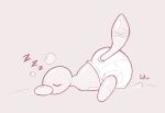 2022 ambiguous_gender archived_source big_diaper bubble clothed clothing diaper eyes_closed feral generation_2_pokemon glistening glistening_body lying lynhug_bb monochrome nintendo on_front pokemon pokemon_(species) porygon2 side_view signature simple_background sleeping solo sound_effects vowelless vowelless_sound_effect wearing_diaper zzz