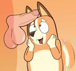 2024 3_fingers absurd_res anonymous_artist anthro arms_bent australian_cattle_dog balls big_balls big_eyes big_penis biped black_nose bluey_(series) bodily_fluids brown_body brown_ears brown_fur canid canine canis cattledog chilli_heeler colored_saliva countershade_fur countershade_torso countershading digital_drawing_(artwork) digital_media_(artwork) disembodied_penis domestic_dog drooling duo erection eyebrows featureless_chest female fingers flat_chested fur genitals glans glistening glistening_balls glistening_ears glistening_genitalia glistening_glans glistening_nose glistening_penis glistening_tongue gloves_(marking) gradient_background hand_on_face hands_on_own_face heart_eyes heart_symbol herding_dog hi_res human humanoid_genitalia humanoid_penis imminent_sex light_body light_fur light_skin looking_at_another&#039;s_penis looking_at_genitalia looking_at_penis looking_up looking_up_at_penis male male/female mammal markings mature_anthro mature_female motion_blur multicolored_body multicolored_fur nude nude_anthro nude_female open_mouth open_smile orange_body orange_fur orange_tail pastoral_dog penis penis_awe pink_glans pointy_ears prick_ears red_heart red_saliva red_tongue saliva simple_background smile snout tail tail_motion tailwag tan_inner_ear thick_penis three-quarter_view tongue tongue_out two_tone_tail unusual_bodily_fluids unusual_saliva white_body white_countershading white_eyebrows white_fur white_markings white_sclera white_tail